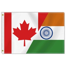 2×3 FT india Canada Friendship Flag,Medium 60×90 CM indian Canadian Outdoor Banner,100D Decor,Doube Side Printing For Patio Garden With Brass Gromment