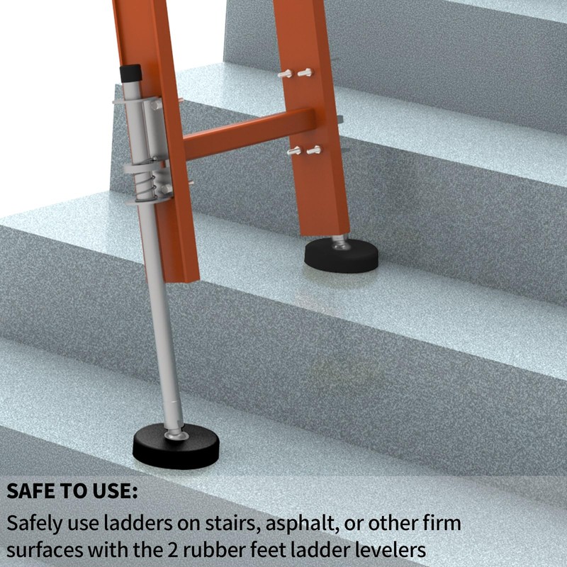 Ladder Leveler Pair with Rubber Feet Orange,Adjustable Ladder Leg Leveler