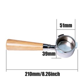 51mm Bottomless Portafilter 3 Ears for Delonghi Dedica EC680/EC685,51mm Portafilter 3 Ears with Prongs Thickness 5.5mm,Beech Handle with Double Shot Capacity Cup Filter Basket