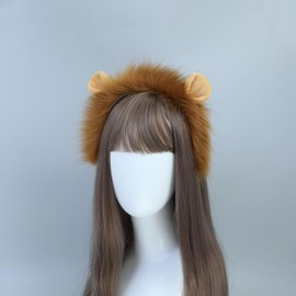 Izemisonico Lion Cat Ear Headband Tail 2-Piece Set, Cosplay, Animal Ears, Mofufufu, Chemoner, Props for Animal Costume, Party, Cosplay, Costume Accessory, Halloween, Fancy Dress Up Butoh