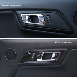 RT-TCZ Car Door Interior Handle Button Decoration Moulding Frame Cover Trim for Ford Mustang 2015 2016 2017 2018 2019 2020 2021(Carbon Fiber Veins)
