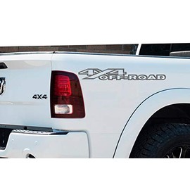 2 x Dark Grey 4X4 Off Road Outline Single Color Vinyl Decals Fits Dodge Ram
