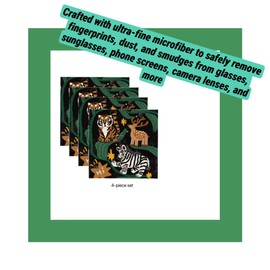 4PCS 6 x 6 inThickened Eyeglasses Cleaning Cloths, Cute Animal DesignsMicrofiber Cleaning Cloths, Microfiber Cloths, Reusable Soft Wiping Cloths for Eyeglasses and Cell Phone Screens