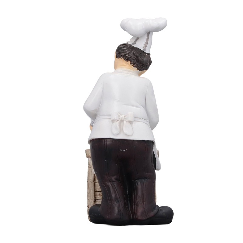 Resin Chef Statue Restaurant Dining Table Decor Figurine Ornament Kitchen