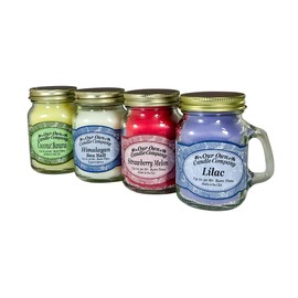 Our Own Candle Company 4 Pack Spring Assortment Mini Mason Jar Candles - 3.5 Oz Coconut Banana, Himalayan Sea Salt, Lilac, Strawberry Melon