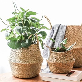 Seaweed Basket, Bone Basket, Flower Pot Cover, Flower Pot Stand, No. 4 (MP-D32) / 해초바구니 왕골바구니 화분커버 화분받침대, 4호(MP-D32)