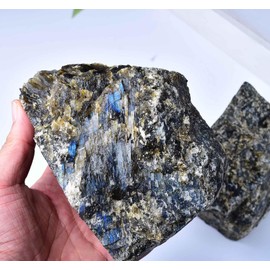 Blue Labradorite Bookends Heavy Duty Healing Crystal Stone Book Holders Decorative Book Ends Office Home Decor Small 1 Pair 4-6 Lbs