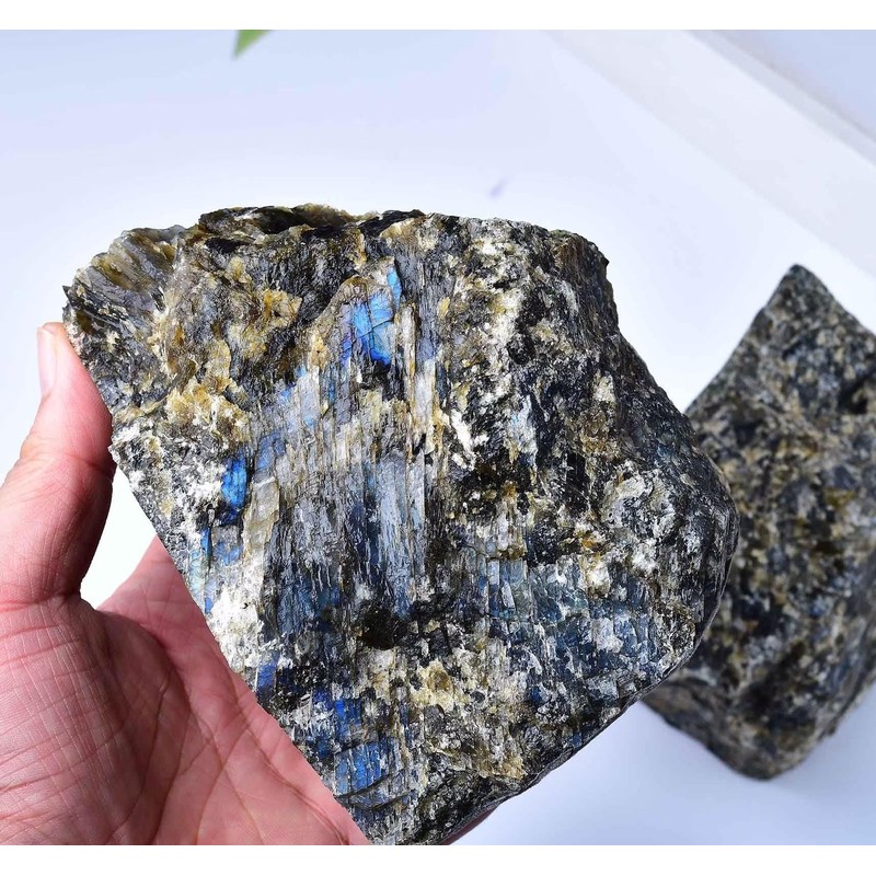 Blue Labradorite Bookends Heavy Duty Healing Crystal Stone Book Holders