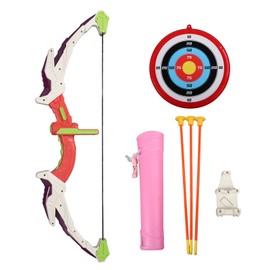Kids Bow Suction Cup Toy Cool Lighting Improve Coordination Outdoor Bow Archery Game Set for Children Pink