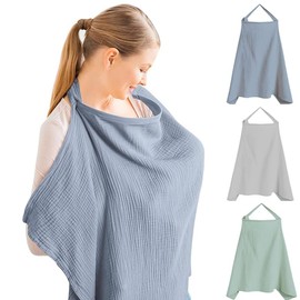 Nursing Cover Nursing Apron FaJoek Muslin Nursing Cover for Babies 75 x 95 cm, Nursing Cover, Nursing Cover for On the Go, Soft and Breathable Nursing Scarf, Cotton Nursing Cover, Adjustable Strap