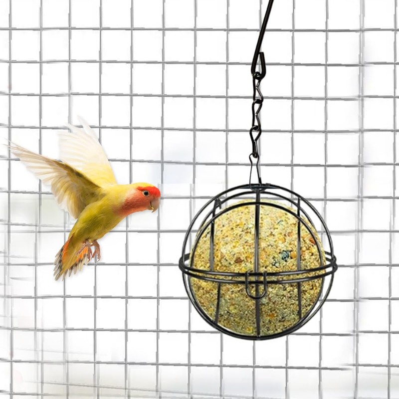 2-Piece Metal Fat Ball Bird Feeders, Hanging Bird Holder with