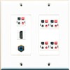 RiteAV Hdmi RCA Blue 5.1 Speaker Jack Wall Plate White