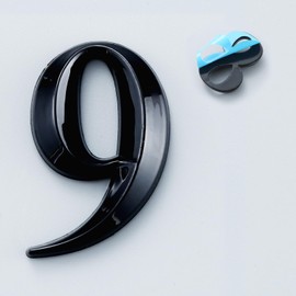 3D Self-Adhesive House Numbers for Outside, Door Mailbox Numbers, Modern Black House Street Address Numbers Stickers for House, Apartment, Office, Hotel Room, Mailbox Signs (4 Inch No.9)