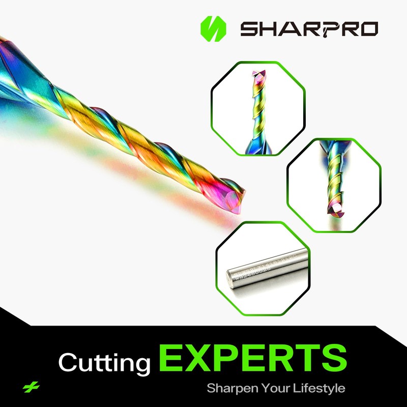 SHARPRO Spiral UpCut Router Bits 1 4 Shank, 1 8