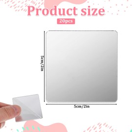 20Pcs Mini Size Acrylic Square Mirror, 2 x 2 Inch Self Adhesive Small Square Mirror Tiles Tiny Mirrors Tiles for Crafts DIY Projects Home Bathroom Decorations