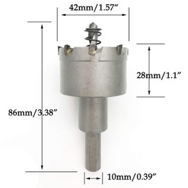 42mm HSS Tungsten Carbide Hole Saw, TCT Cutter Drill Bit for Metal Stainless Steel Wood Aluminum
