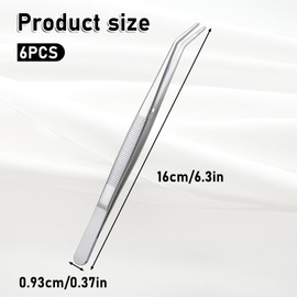 6pcs Tweezers Pointed Antistatic Stainless Steel Tweezers Eagle Beak Tweezers Made of Stainless Steel Precision Tweezers Sewing Machine Tweezers Curved Tweezers for Crafts Electronics Soldering