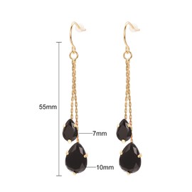 Vissen Black Cubic Zirconia Drop Earrings for Women Gold Plated Elegant Dangle Earrings Long Chain Dainty Jewelry