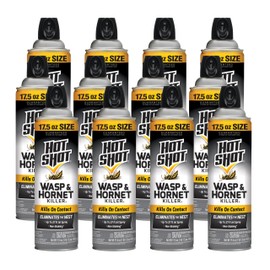Hot Shot Wasp And Hornet Killer 17.5 Ounces, Bonus Size, Up to 27-Foot Jet Spray, 12 Pack, Black