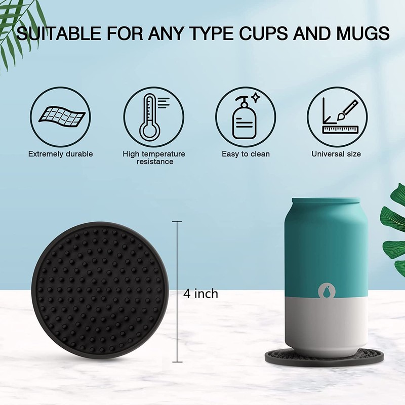 Coasters for Drinks, Silicone Coasters Set, Cup Mat - Deep