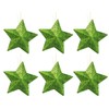 Pack of 6-8cm 3D Glitter Star Baubles Christmas Tree Decorations