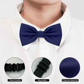 BEWDIO Navy Blue Bow Ties for Boys Pre Tied Toddler Bow Tie Adjustable Kids Baby Bowties for Wedding Party (58-01)