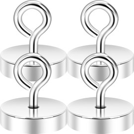 Neosmuk Magnetic Hooks, 3kg Heavy Duty Earth Magnet with Hooks for Refrigerator, Extra Strong Cruise Hook for Hanging, Magnetic Hanger for Cabins, Grill (Silver, Pack of 4)