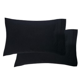 Elegant Comfort Luxury Ultra-Soft 2-Piece Pillowcase Set - 1500 Premium Hotel Quality Microfiber Double Brushed - Wrinkle Resistant, Standard/Queen, Black