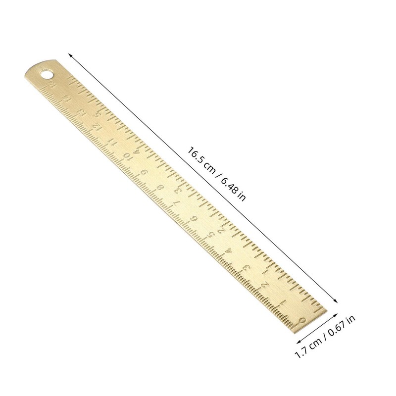 Brass Ruler, Metal Drawing Ruler Gold Straight Ruler Unisex Learning