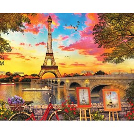 Springbok Puzzles - Paris Sunset - 1000 Piece Jigsaw Puzzle - Large 30 Inches by 24 Inches Puzzle - Made in USA - Unique Cut Interlocking Pieces