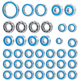 WEFEINO 38PCS Ball Bearing Set Blue Rubber Sealed for 1/10 Axial SCX10 III AXI03007 RC Crawler Car