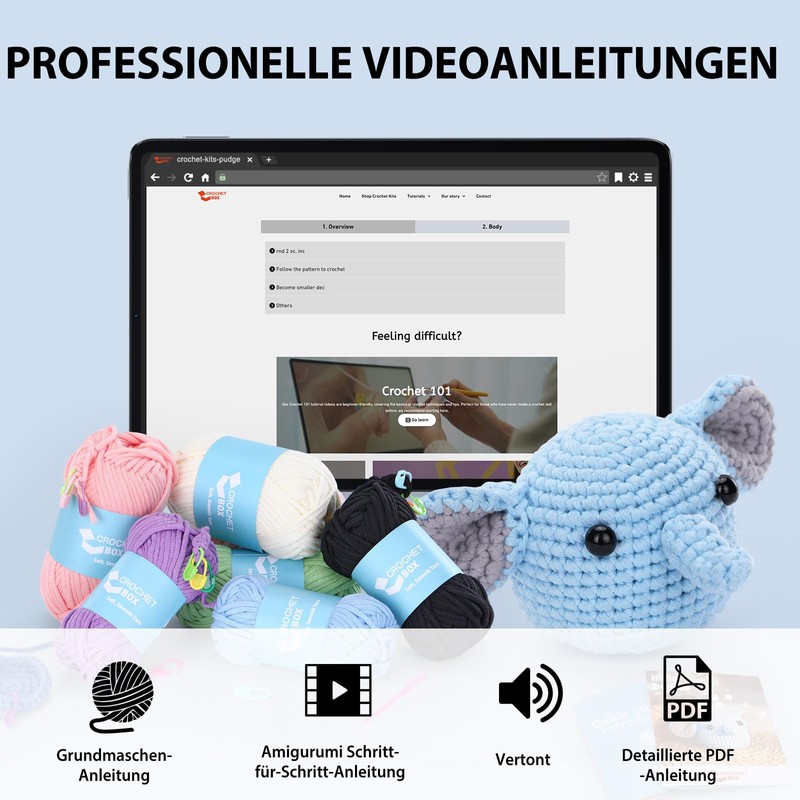 CrochetBox Complete Crochet Kit for Beginners, Elephant Crochet Kit, Include