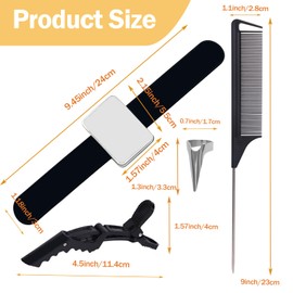 23 Pieces Hair Braiding Tools Set, Magnetic Wrist Pin Holder, Sectioning Clips, Rat Tail Combs, Hair Parting Rings for Braiding, Black