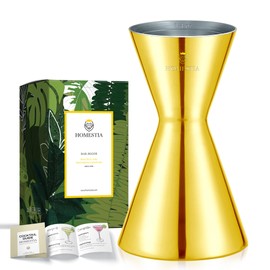 Homestia Cocktail Jigger - 2 OZ 1 OZ Double Bartending Jigger - 304 Stainless Steel With Engraved Measurements for Cocktail & Liquor Home Bar Drink Kitchen Bartender Tools - Gold