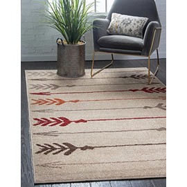 Unique Loom Autumn Collection Modern Arrows Warm Toned Beige Area Rug (8' 0 x 10' 0)
