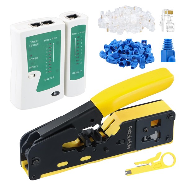 Focenat Crimping Tool RJ45 Set, Network Tool, Crimping Tool with