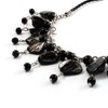 Avalaya Black Coloured Shell Composite Charm Leather Style Necklace (Silver