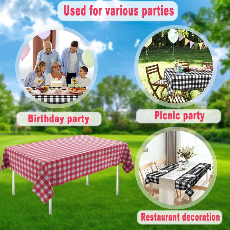 OLIVBIN 2 Pack Red Gingham Picnic Tablecloths - 54 *