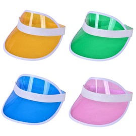 4 Stück Sonnenvisier Neon Farben,80er Jahre Sonnenvisier Poker Beach Party Sonnenvisiere für Golf, Tennis and Pokerpartys