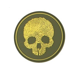 Van Os #5133 Emblem 3D Rubber Patch PVC Fingerprint Skull Velcro Badge Diameter 8.6 cm Yellow Green