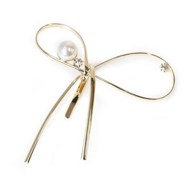 JewelVOX Pony Hook, Hair Cuff, Hair Accessories, Women's, Ribbon, Cubic Zirconia, Pearl (Gold)