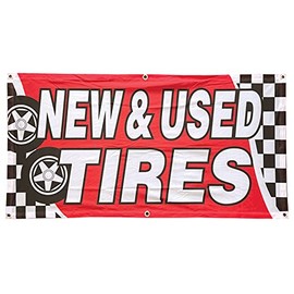 4 Less Co 2x4 Ft NEW USED TIRES Banner Fabric Sign rb