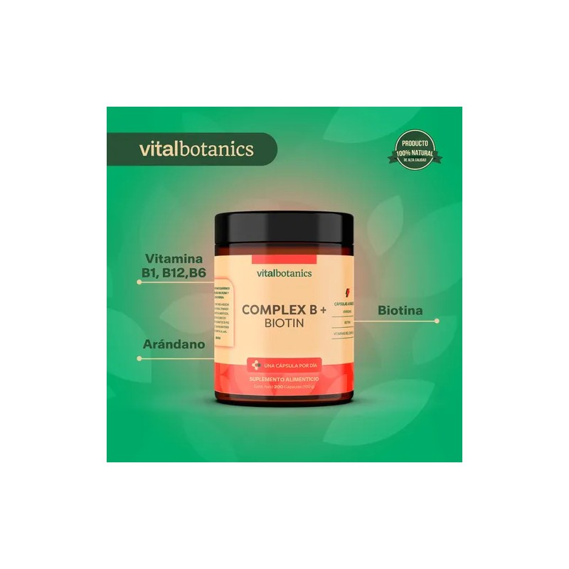 Complejo B Vitaminas B1 B2 B3 B5 B12 200 Caps