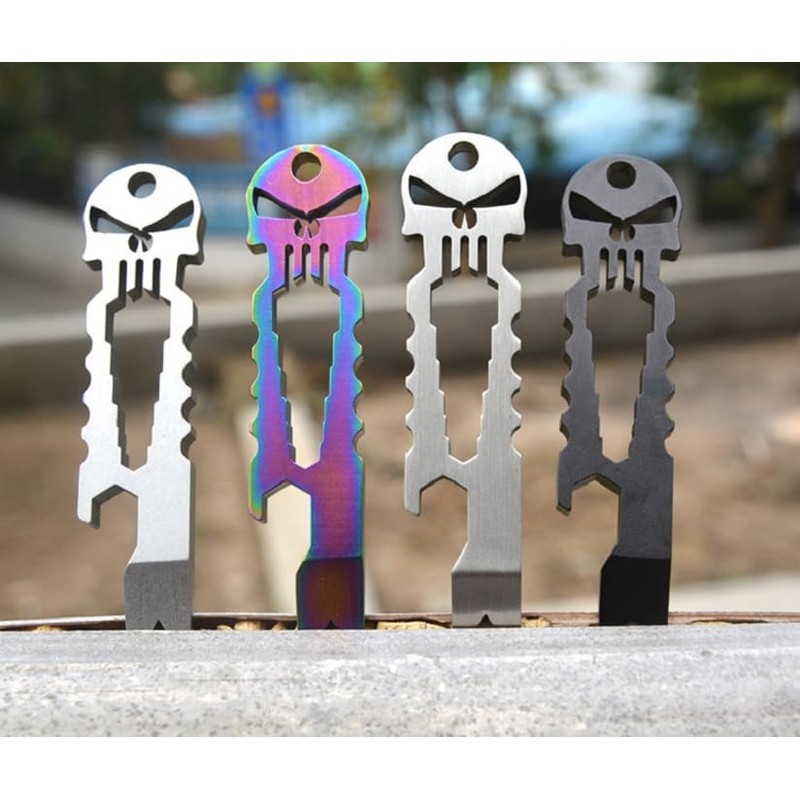 Harlorki 3 PCS Multi-function Skull EDC Tool Pocket Stainless Steel