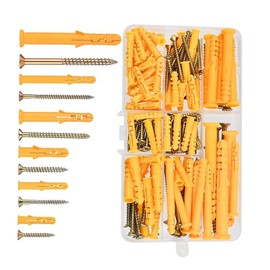 Mirhua Board Anchor, Screws, Set of 6 Sizes, 88 Pieces, Strong, Anti-Rotation, Fasteners, For Concrete Tightening Drywall, Screws Included, Rust Proof Drywall Anchor, Anti-Rotation, Fasteners, Screws