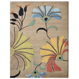 Hand Tufted Wool ECO-Friendly Area Rugs - 4'x6', Rectangle Shape, Camel, Floral Modern Design, High Pile Thick Handmade Anti Skid Area Rugs for Living Room, Bed Room (K00219)