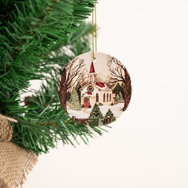 Christmas Ornaments for Tree 2Pcs, Church Ornaments for Christmas Tree, Christmas Church Ornament Decorations for Christmas Tree Indoor Home Decor