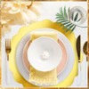 Ovveroche 150 Pcs Scalloped Laciness Gold Paper Placemat for Dinner