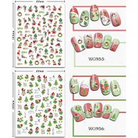 Christmas 3D Nail Art Stickers - Self-Adhesive Xmas Tree Decals for Holiday Winter Designs - Decoration for Women, Girls, Kids