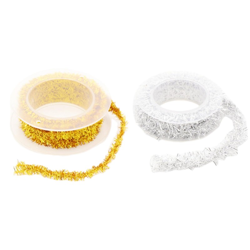Pack of 4 Christmas Tinsel Ribbon, Xmas Glittering Tinsel Wire